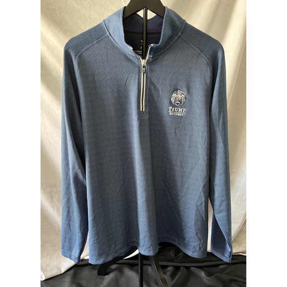 Fairway & Greene F&G Tech Trump Doonbeg Pullover Golf Shirt Mens XL Blue Pattern - Picture 1 of 6